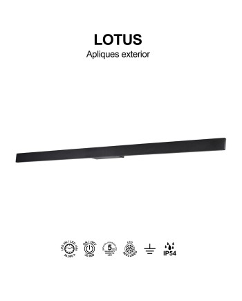 LOTUS * APLIQUE EXTERIOR 24W IP54 3000K NEGRO